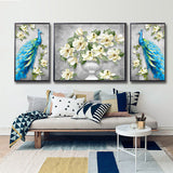 3 pcs diy Diamond Painting Full Drill Animal Peacock