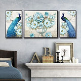 3 pcs diy Diamond Painting Full Drill Animal Peacock